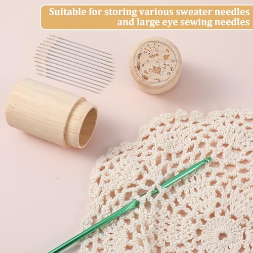 Image of Sewing Needle Holder Case Portable Versatile Container for Sewing Needles Wooden Storage Case and Lid with 12 Needles Craft Pincushion for Sewings Essentials, Craft Supplies, Travel Friendly Organizer