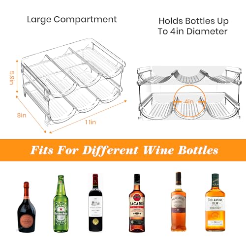 Plastic-Stackable-Wine-Rack-for-Refrigerator-2-Tier-Large-Capacity-Water-Bottle-Organizer-for-Cabinet-Free-Standing-Water-Bottle-Storage-Rack-for-Fridge-Countertop-Pantry-Freezer-Hold-6-Bottles