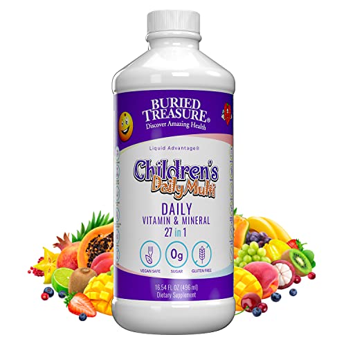 Buried Treasure Children's Daily Multi Liquid Multivitamin & Minerals, 16 Servings Citrus Flavor, Nutritional Dietary Vegan Supplement For Kids No Artificial Ingredients #TOP24