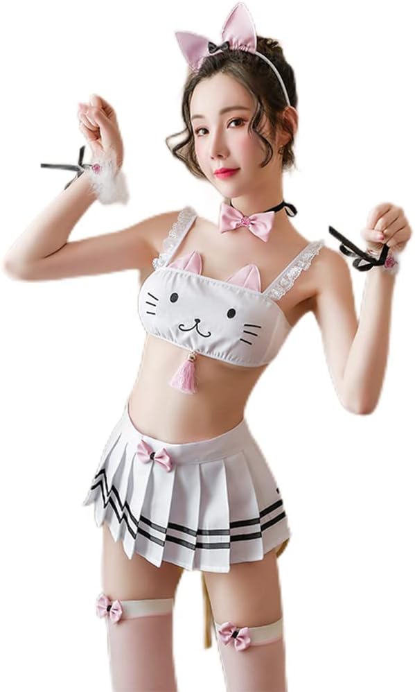 Japanese Cat Cosplay Ladies Lolita Cat Lingerie Anime Kawaii Sexy Bunny Girl Pajamas