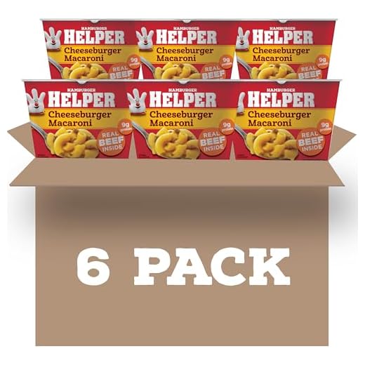 Hamburger Helper Cheeseburger Macaroni Microwave Cup (2 oz - 6 Pack) No Artificial Flavors, Ready in 4 Minutes, Quick Meals for Midweek Dinners, Busy Evenings & Families On-the-Go