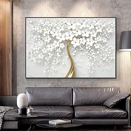 Affiche arbre blanc abstrait KEBIA pour illuminer un salon sombre sans travaux