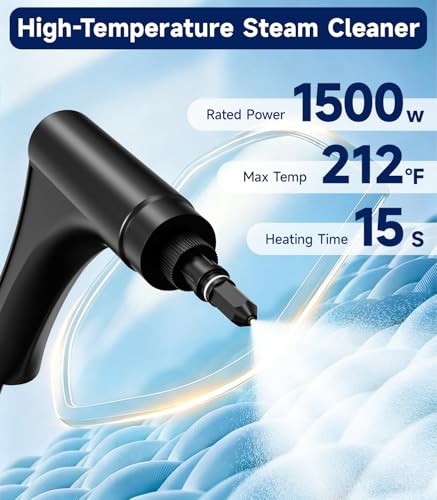 Image of Handheld Steam Cleaner, 1.7L Tank, 6-Level Adjustable,15s Heat-Up Portable Steamer for Cleaning, 1500W High Pressure Steamer, 15Pcs Accessories Steam Cleaner for Home Kitchen Grease Car Detailing