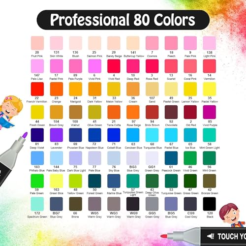 Image of like it 80 Colour Art Markers Set, Dual Tip, Brush & Fine, Sketch Marker, based Brush Markers for Sketching, Adult Coloring, and Illustration (80)