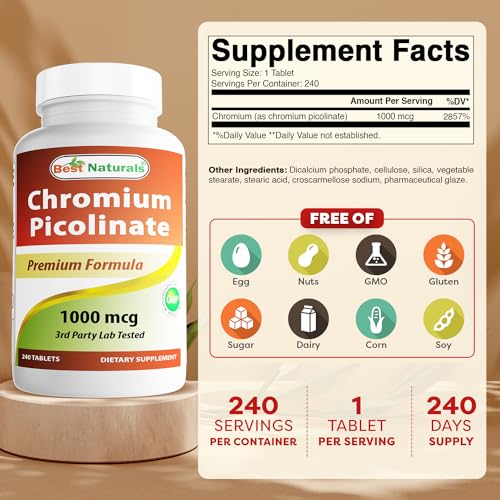 Best Naturals Chromium Picolinate 1000mcg 240 Tablets - Thumbnail 2