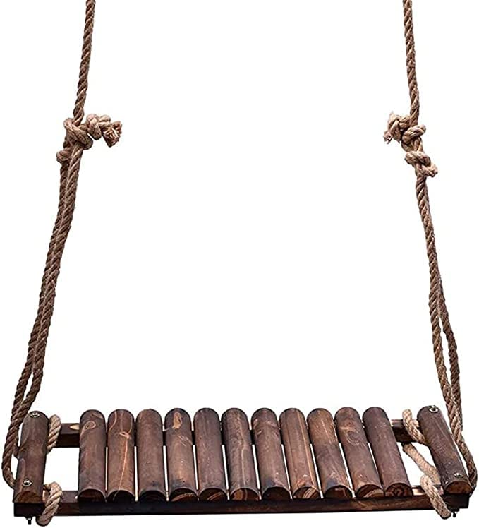 ZLW Rustic Wooden Swing Seat - Brown, 60x210x27 cm - Kids & Adults Garden Swing Seat