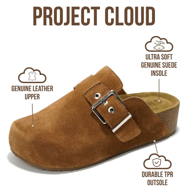 Image of Project Cloud Clogs for Women Footwear - Memory Foam and Non-Slip Platform Wedges Heels for Women Mules & Clogs 2025 - Comfortable Stylish Slip-On with Adjustable Straps (Rhona, Chestnut, 8)