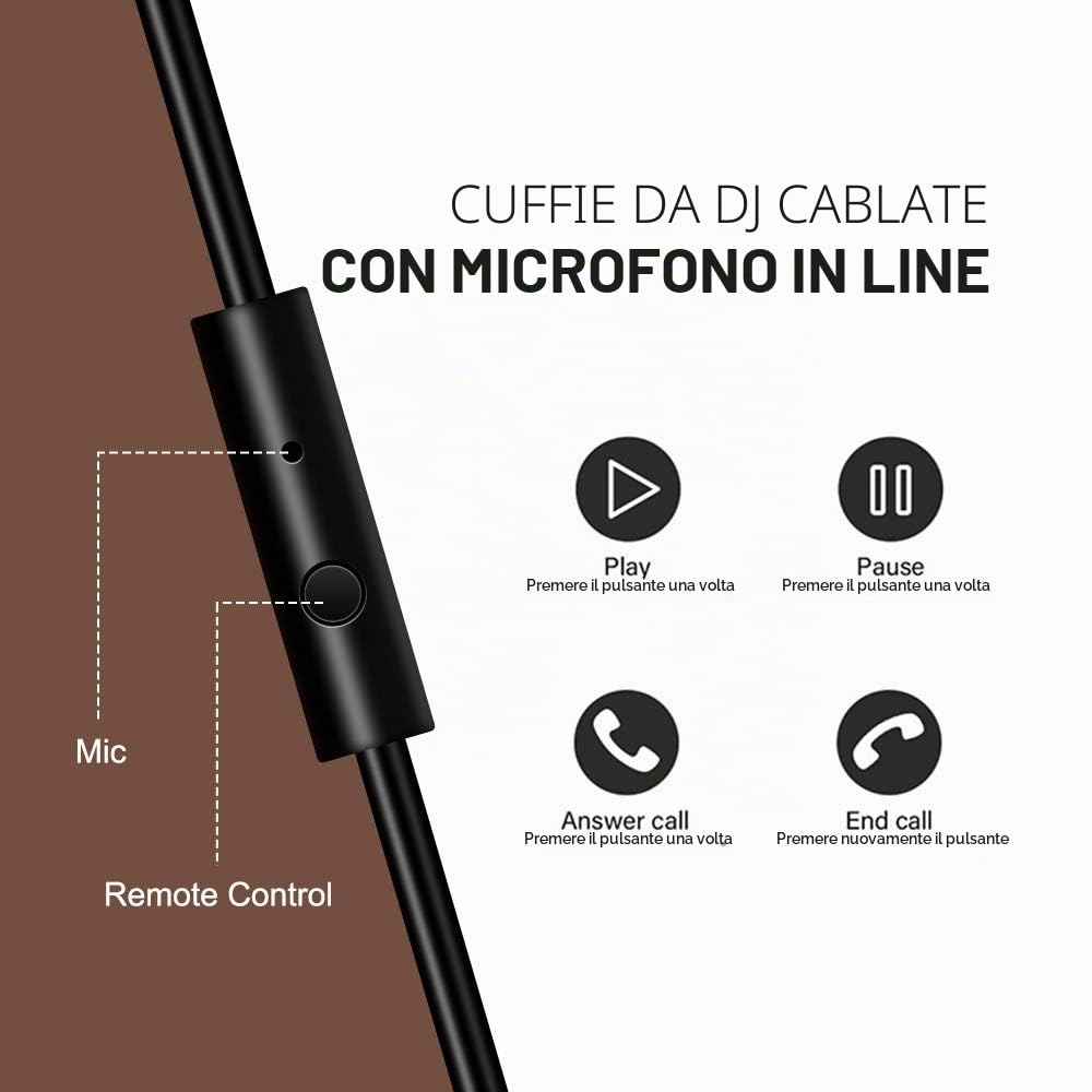 OneOdio DJ - Cuffie da studio, cuffie over-ear con microfono, adattatore senza chiusura, jack da 6,3 mm e 3,5 mm, alloggiamento girevole a 90°, unità driver da 50 mm, auricolari protettivi in pelle…