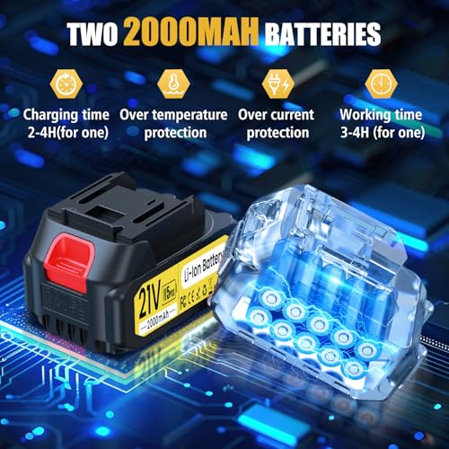 Miniatura 3 de Tijeras De Podar Electricas, 50mm Tijeras De Podar Bateria, Con Varilla De Extensión, Pantalla, Motor Sin Escobillas De 1000 W, 2 Baterías De 2000 Mah, Duración De La Batería De 4 A 8 Horas
