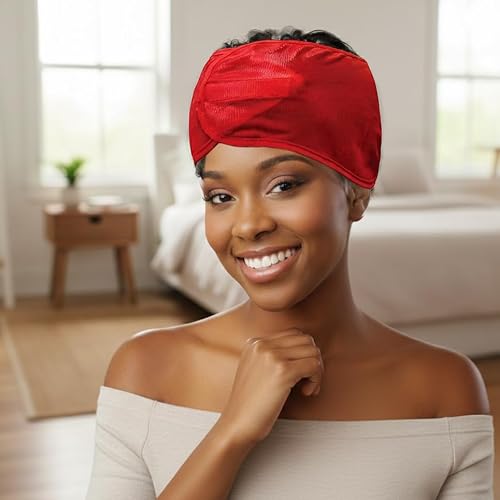 Donna Argan & Black Castor Satin Wrap - Face Wash, Headbands for Women, Make Up - Luxurious Hair Care & Skin Essentials for Radiant Beauty and Elegance, 1PC RED - Thumbnail 3