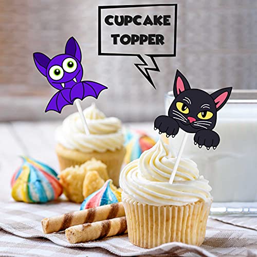18Pcs Fantasy Horror Dessert Cupcake Topper Glitter Halloween Zombie Ghost Theme Decorations Boys Girls Woman Man Happy Birthday Party Decor Supplies #TOP4