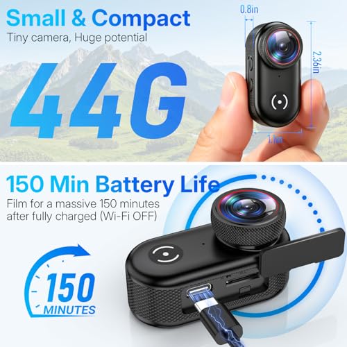 UYIKOO 4K Mini Body Action Camera with 1.47" Screen, 64GB Thumb Size Small POV Camera with WiFi, Tiny Wearable Magnetic Camcorder for Work Vlogging Cycling Motorcycle Pet Travel by UYIKOO - Used condition - Image 5