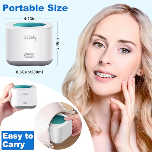 Limpador ultrassônico para dentaduras, máquina de limpeza ultrassônica portátil de 43 kHz, limpador