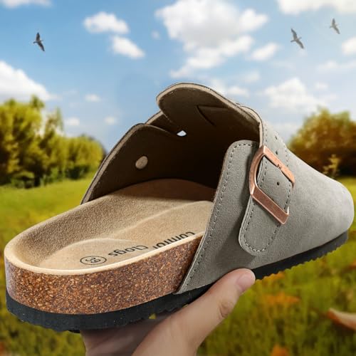 Image of BULLIANT Women Mules Clogs-Memory Foam Cushioned Cork Footbed-Fleece Lined