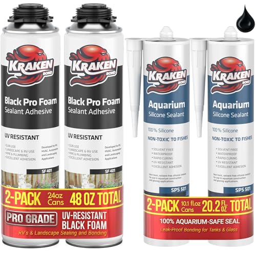 Kraken Bond Black Foam & Aquarium Silicone Sealant Bundle
