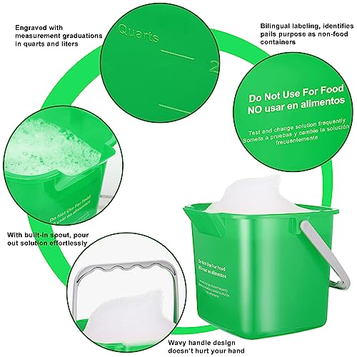 Image of Lallisa 12 Pcs 3 Quart Cleaning Bucket Small Sanitizing Square Bucket Detergent Pail for Home Office Commercial Restaurant Kitchen Bathroom School (Green)