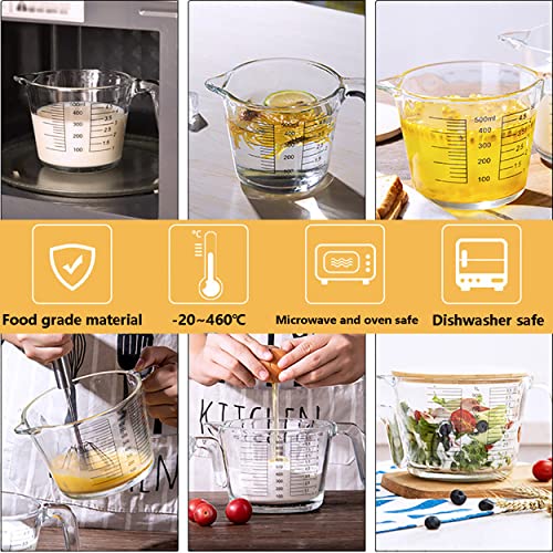 Dadamong Glass Measuring Cup With Bamboo Lid And Handle, Borosilicate Glass Multi-Function Graduated Beaker Mug, V-Shaped Spout Milk Cup For Liquids, Microwave And Oven Safe (500Ml) #TOP6