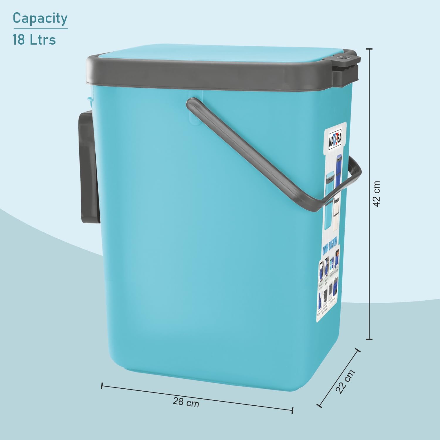 Nayasa Door Dustbin 18 L | Plastic Dustbin |Press Top System