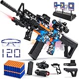 Automatic Toy Foam Blaster Sniper with Scope, Electric Toy Gun Dart Blaster with 120 Darts for Guns, IR, Flashlight, GDS, Goggles, Air Bombs Technology Outdoor Shooting Game Kids Toys for 8-12 -Blue