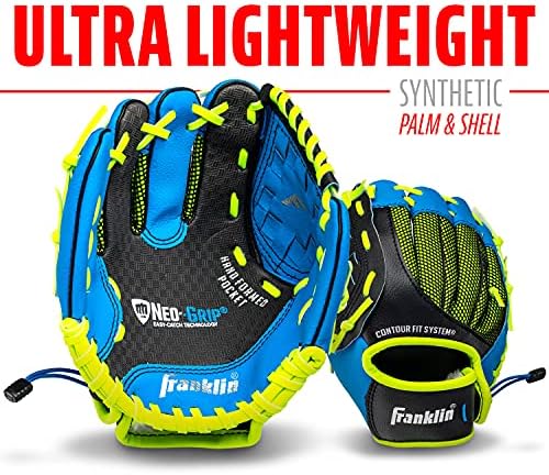 Franklin Sports Teeball Glove - Left and Right Handed Youth Fielding Glove - Neo-Grip - Synthetic Leather Baseball Glove - 9.0 Inch - Ready To Play Glove with Ball