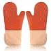 Guanti Forno Silicone, Presine Cucina Cotone Guanti Cucina Anticalore Doppio Guanto Cucina Forno Anti-Slip per Cucinando Pizza Barbecue Presine Oven Mitts Oven Gloves 19*33cm Arancia