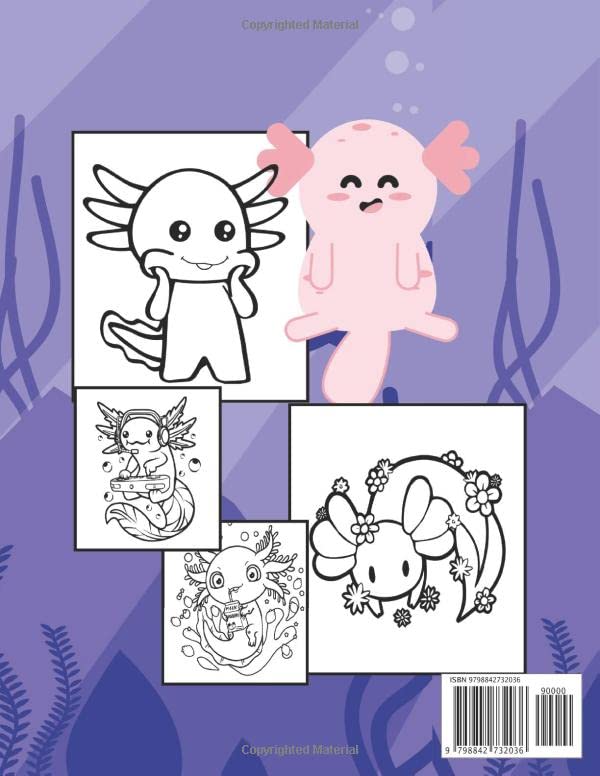 Miniatura 2 de Axolotl Libro da colorare per bambini dai 4 agli 8 anni 50 bellissime pagine da colorare per bambini e bambine, con semplici esercizi di ... gli