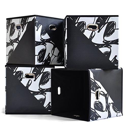 Merc & Will Foldable Storage Box Bins - 4 Pack - Fabric Organizer Cubes to Create Your Own Unique Shelving Design - Compatible with Closetmaid Units