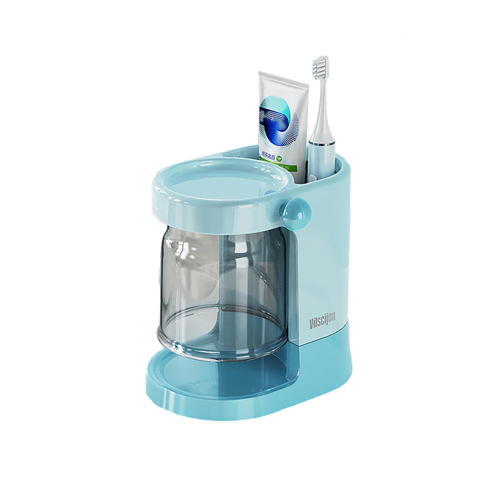 Electric Toothbrush Holder Wall Mounted, Detachable with Drainage & Magnetic Rinse Cup, Minimalist Bathroom Organizer with Optional desktop styles (Tianchuan Blue, Wall-mounted)