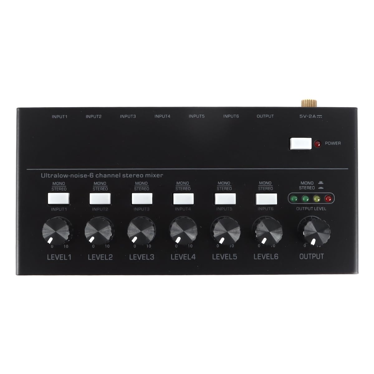 Qury MX600 - Mezclador de línea de 6 canales de ruido ultra bajo estéreo/interruptor de pista única, preamplificador de sonido