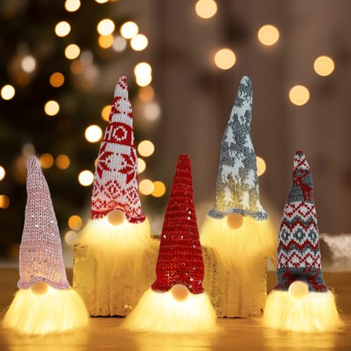 5 Piezas Gnomo Navidad Decoración, Gnomo Navideño Sueco, Gnomo Bambola, Duendes navideños, De Papá Noel Sentado Hecho A Mano, Figuras De Elfo Gonks, Navideñas Christmas Decor para Hogar Casa 19cm