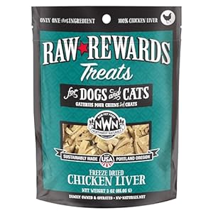 Northwest Naturals Raw Rewards Freeze-Dried Chicken Liver Treats for Dogs and Cats – Bite-Sized Pieces – Healthy, 1 Ingredient, Human Grade Pet Food, All Natural – 3 Oz (Packaging May Vary)