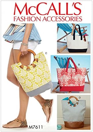 McCall Accessories Easy Sewing Pattern 7611 Lined Tote Bags with Contrast Variations
