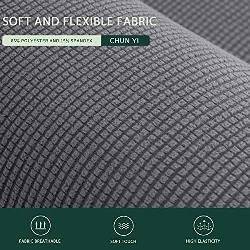 Chun Yi Stretch Sectional Couch Covers Soft L Shaped Sofa Slipcovers With Elastic Bottom , Jacquard Chaise Lounge Set For Living Room 2 Seat Sofa (Left Chaise,Light Gray) #TOP3