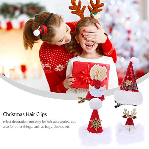 Lurrose 7 peças de Natal chapéu de Papai Noel grampos de cabelo de pelúcia chifres flocos de neve ch