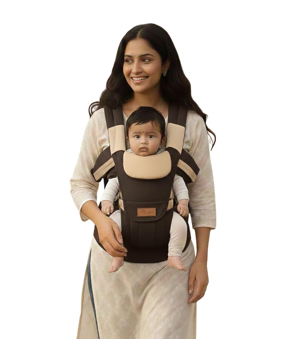 Tharunsha Elite 4-Way Ergonomic Baby Carrier- Kangaroo Bag - Back & Front Baby Carrier - Comfortable, Breathable & Adjustable for 03-12 Months (Brown, Free)-picture-11