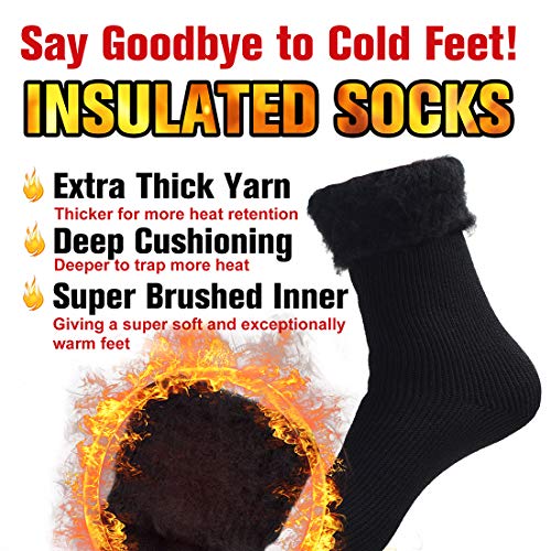 Busy Socks Winter Warm Thermal Socks For Men Women Extra Thick Insulated Heated Crew Boot Socks For Extreme Cold Weather, Medium, 1 Pair Black #TOP2