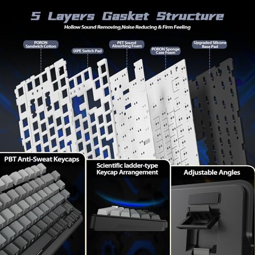 MAMBASNAKE x ATTACK SHARK X85PRO Klawiatura Mechaniczna Gasket, 75% Bezprzewodowa Klawiatura Gamingowa z TFT Screen i CNC Knob, 2,4GHz/BT5.1/USB-C, 5 Layer Padding,Hot-Swap Linear Switch,do PC,MAC,QMK