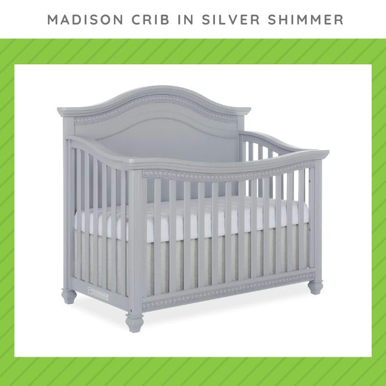 Image of Toddler Bed Safety Guard Rail for Evolur Baby Convertible Cribs - Solid Wood Rail for Convertible Crib to Toddler Bed Conversion - Safety Bed Rail for Children (Silver Shimmer, Model 846)