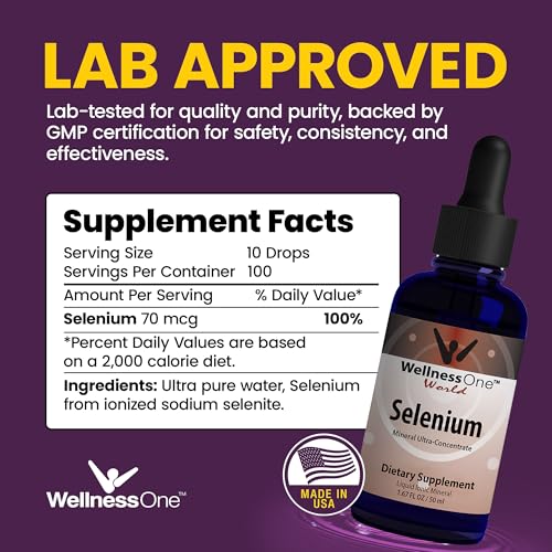 image for WellnessOne Liquid Selenium Supplement - Ionized Selenium Liquid Drops