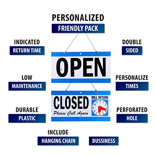 Business Hour Open Closed Sign With Suction Cups - Open Sign For Business - Be Back Sign With Clock #TOP1
