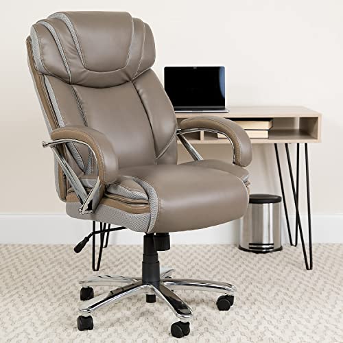 Flash Furniture Hercules Series Big & Tall 500 Lb. Rated Taupe Leathersoft Executive Swivel Ergonomic Office Chair With Extra Wide Seat #TOP1