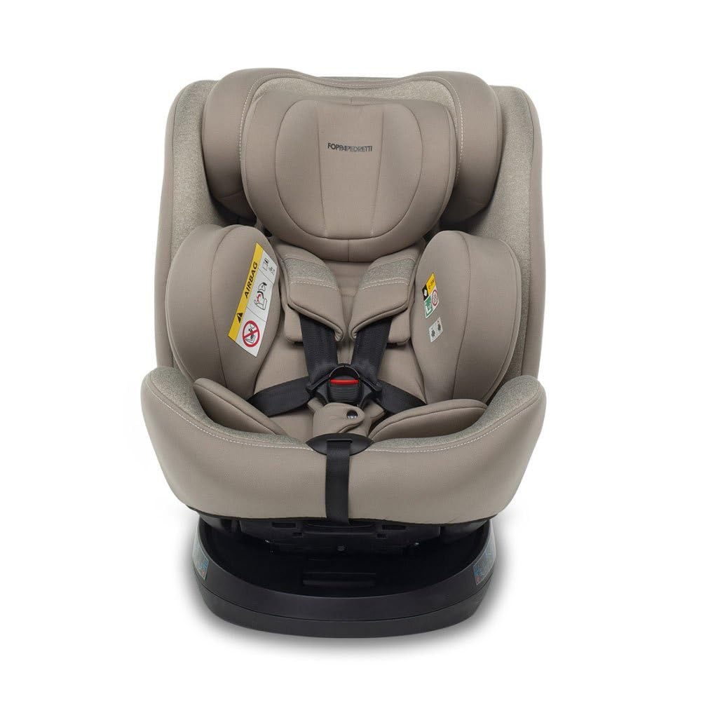 Foppapedretti Seggiolino Auto Circle I-Size, Seduta Girevole a 360°, per bambini da 40 a 150 cm di altezza, 0-12 anni, conforme ECE R129, Fissaggio Isofix e TopTether, Safe Body Protection, Sand