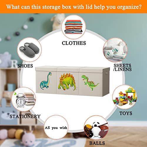 Wisdom Star Large Toy Chest,Removable Divider Toy Storage Organizer,Toy Boxes With Flip-Top Lid And Handles For Home Decor,Toy Room,Kid's Room Closet,Living Room,40"×16"×14"(Dinosaur) #TOP7