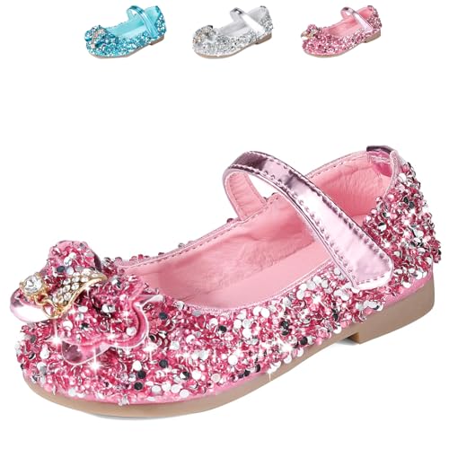 Chaussures de princesse pour filles - Sandales plates Mary Jane à paillettes et à sequins pour fête, mariage, anniversaire, déguisement - Chaussures pour tout-petits et enfants de 2 à 7 ans, 23 EU