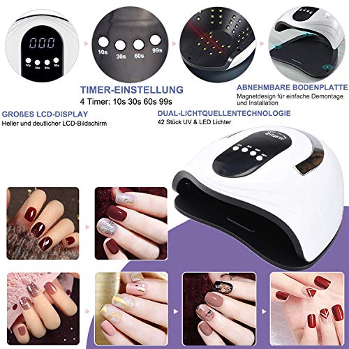 Nagellampe, 120W Nageltrockner LED/UV Lampe für Nägel, Auto-Sensor Aushärtelampe mit 4 Timer Einstellungen, Abnehmbarer… – Bild 8