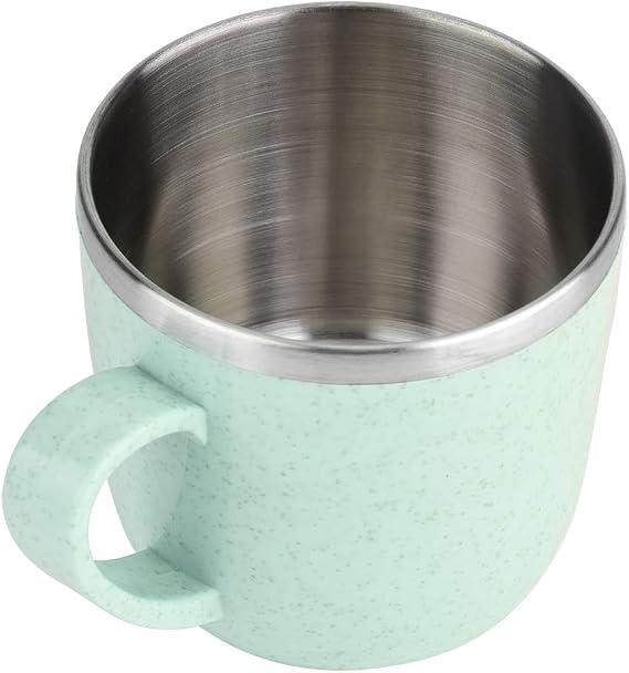 Keenso Coffee Mug with Handle, 220ml Insulated Stainless Steel Travel Mug, Double Wall Vacuum Reusable Cup, Green