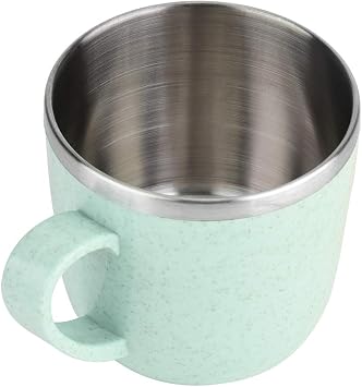 Keenso Coffee Mug with Handle, 220ml Insulated Stainless Steel Travel Mug, Double Wall Vacuum Reusable Cup, Green