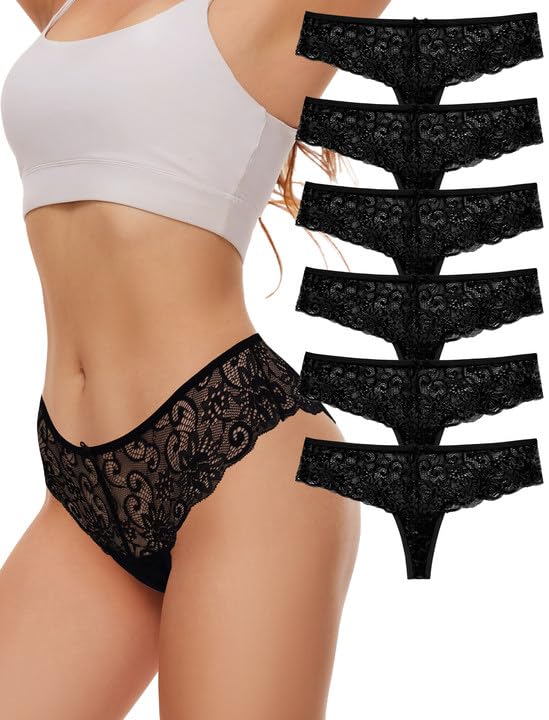 Evolyline String Tanga Damen Sexy Spitze Unterwäsche Set - Niedrige Taille Atmungsaktiv Slips Strings Unterhosen Mehrpack Panties für Frauen
