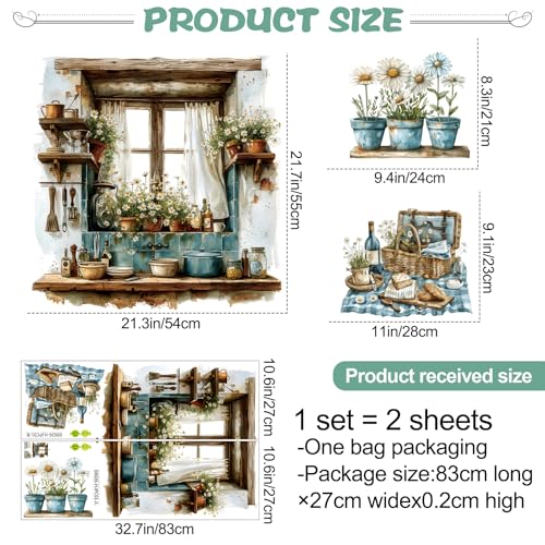 Vinilo Decorativo Pared Planta Verde 3D 2 Hojas 27x83cm miniatura 2