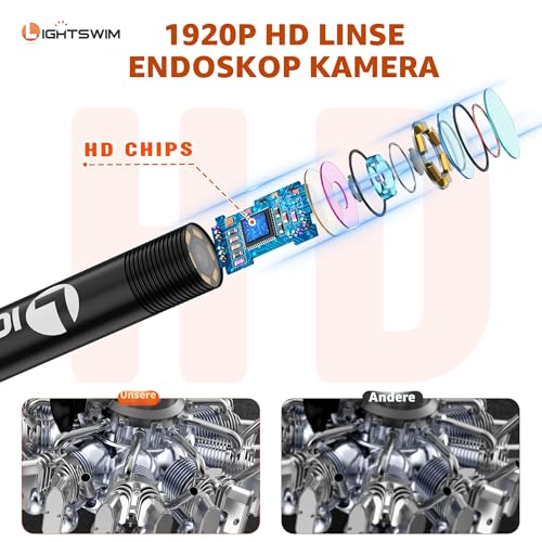 5,5 mm 1920P Endoskop-Schlangen inspektionskamera, Lightswim Typ-C-Endoskop, Scope-Kamera mit...
